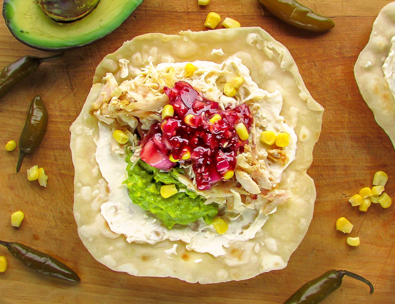 Shredded Chicken  Tostadas with Raspberry Serrano Chutney (8)
