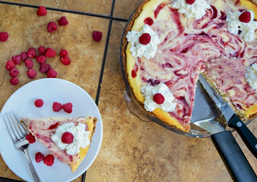 Raspberry Swirl Vanilla Cheescake[