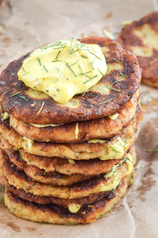 Leftover Mashed Potato Cakes with Garlic Lemon Aioli (8)