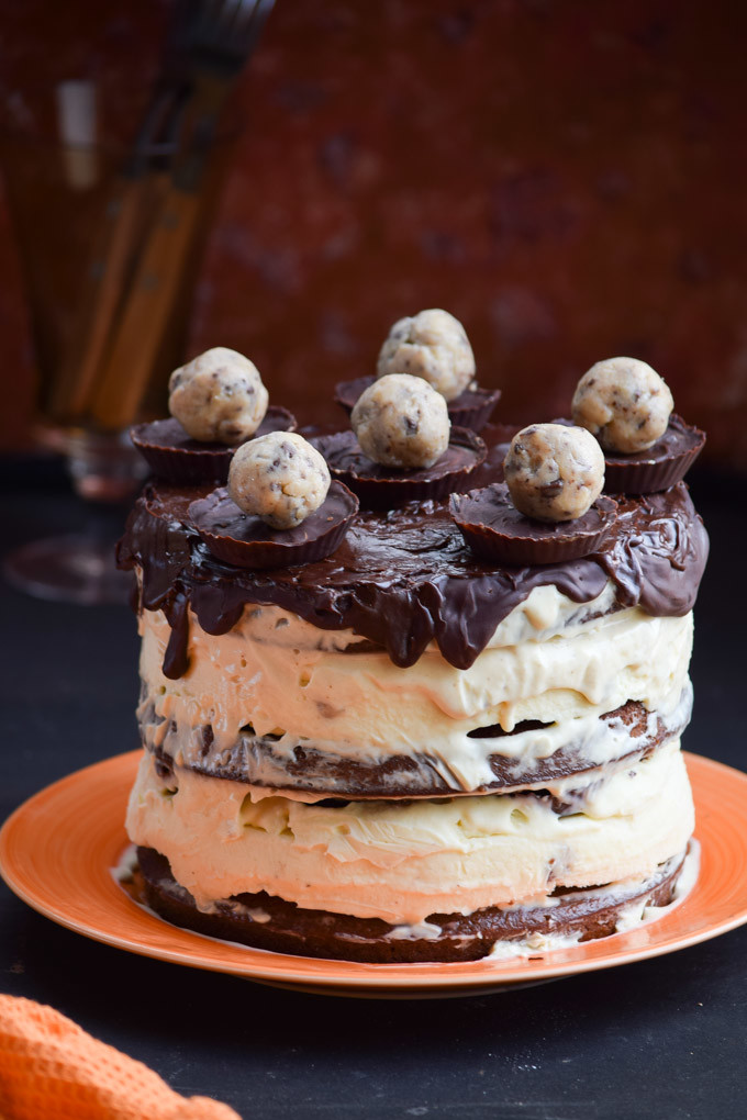 Peanut Butter Cup & No-Churn Cookie Dough Ice Cream Cake (3)