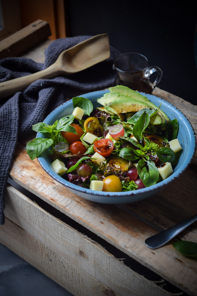 Grape Caprese Salad with Avocado & Honey Balsamic Reduction (8)
