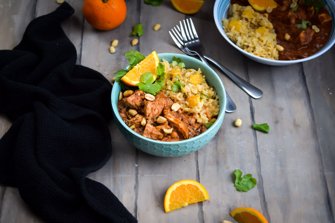 Chocolate Peanut Mole Chicken & Cilantro Orange Rice (6)