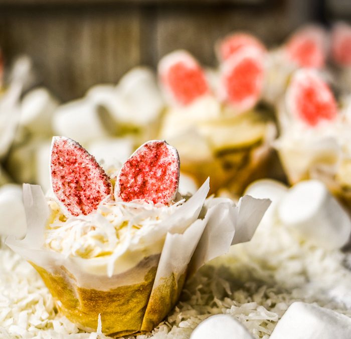 Coconut Vanilla Fluffy Bunny Ears Cupcakes