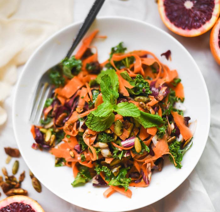 Moroccan Ribboned Carrot Raddicchio Salad + Blood Orange Dressing