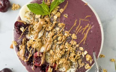 Cherry Plum Chia Almond Smoothie Bowls