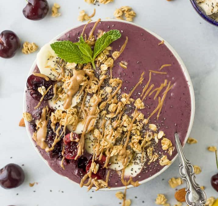 Cherry Plum Chia Almond Smoothie Bowls