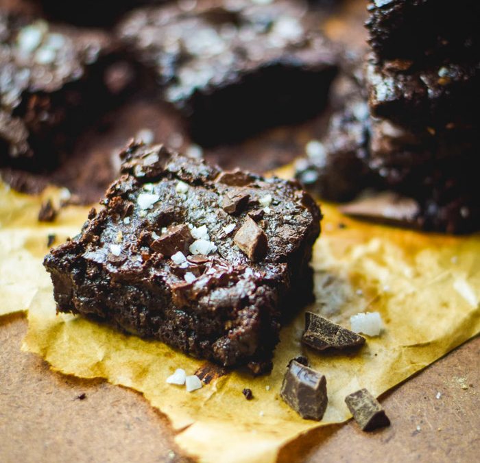 Sea Salt & Olive Oil Dark Chocolate Brownies (Gluten Free)