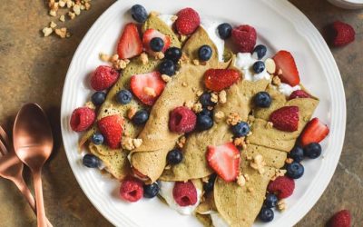 Vanilla Oat Flour Protein Crepes + Berries