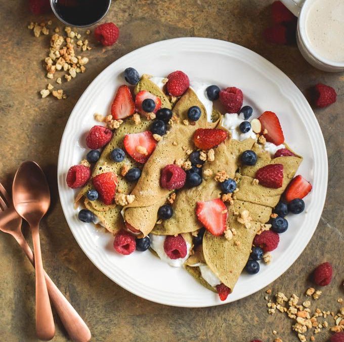 Vanilla Oat Flour Protein Crepes + Berries