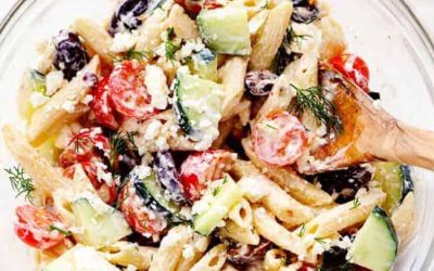 Greek Tzatziki Chia Fusilli Pasta Salad